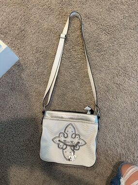 Miss Me White and Silver Embellished Crossbody Bag